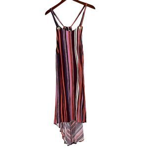 Ava & Viv Womens Striped Hi Low Hem Strap Sleeveless Sundress Multicolor Size X